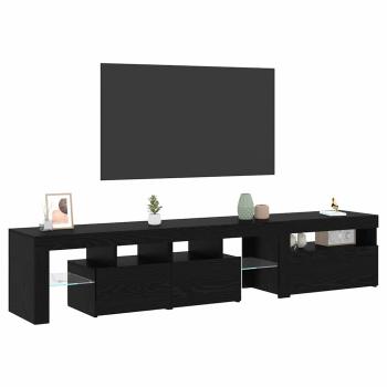 TV-Schränke 2 Stück mit LED-Lichtern aus schwarzem Eichenholz, TV-Stand aus schwarzem Eichenholz mit LED-Lichtern, 60x35x40 cm, aus Holzwerkstoff