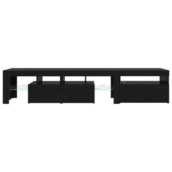 TV-Schränke 2 Stück mit LED-Lichtern aus schwarzem Eichenholz, TV-Stand aus schwarzem Eichenholz mit LED-Lichtern, 60x35x40 cm, aus Holzwerkstoff