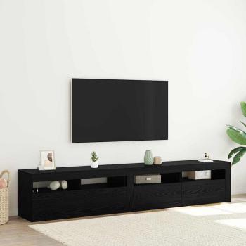 ARDEBO.de - TV-Schränke 2 Stück mit LED-Lichtern Schwarz Eiche, TV-Ständer mit LED-Lichtern - Schwarz, 90x35x40 cm, aus Holzwerkstoff