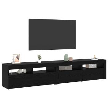 TV-Schränke 2 Stück mit LED-Lichtern Schwarz Eiche, TV-Ständer mit LED-Lichtern - Schwarz, 90x35x40 cm, aus Holzwerkstoff