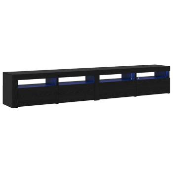 3-teiliges TV Schrank Set mit LED Lichtern Schwarze Eiche Ingenie Holz, TV Schränke mit LED Lichtern 2 Stk Schwarze Eiche 60x35x40 cm Ingenie Holz