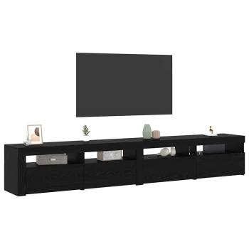3-teiliges TV Schrank Set mit LED Lichtern Schwarze Eiche Ingenie Holz, TV Schränke mit LED Lichtern 2 Stk Schwarze Eiche 60x35x40 cm Ingenie Holz