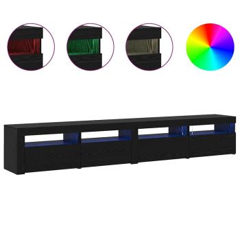 3-teiliges TV Schrank Set mit LED Lichtern Schwarze Eiche Ingenie Holz, TV Schränke mit LED Lichtern 2 Stk Schwarze Eiche 60x35x40 cm Ingenie Holz
