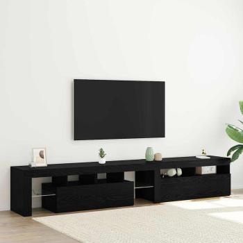 ARDEBO.de - TV-Schränke 2 Stück mit LED-Lichtern Schwarze Eiche Holzwerkstoff, TV-Ständer mit LED-Lichtern - Schwarze Eiche, 90x35x40 cm, aus Holzwerkstoff