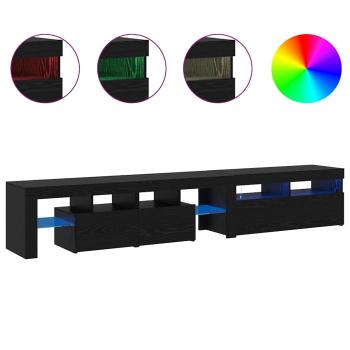 TV-Schränke 2 Stück mit LED-Lichtern Schwarze Eiche Holzwerkstoff, TV-Ständer mit LED-Lichtern - Schwarze Eiche, 90x35x40 cm, aus Holzwerkstoff