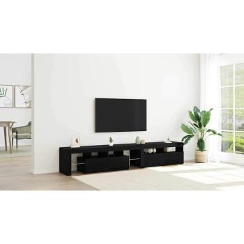 TV-Schränke 2 Stück mit LED-Lichtern Schwarze Eiche Holzwerkstoff, TV-Ständer mit LED-Lichtern - Schwarze Eiche, 90x35x40 cm, aus Holzwerkstoff