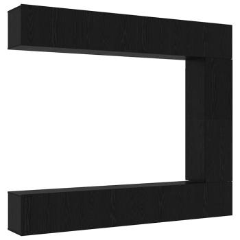 5-teiliges TV Schrankset Wandmontiert Schwarz Eichenholz