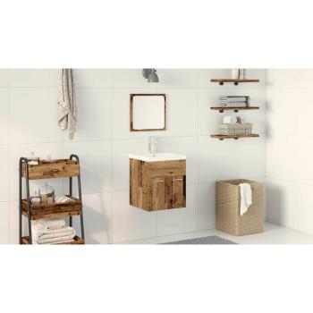 3-teiliges Badezimmermöbel Set Altholz