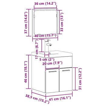 3-teiliges Badezimmermöbel Set Altholz
