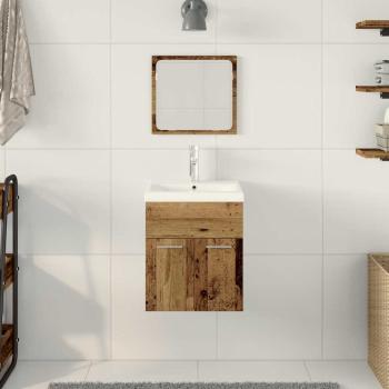 3-teiliges Badezimmermöbel Set Altholz