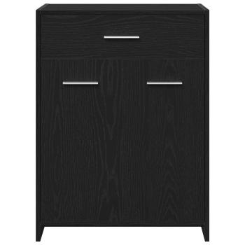 4-teiliges Badezimmermöbel Set, Schwarze Eiche, Spanplatte, Schwarzer Eichen Badezimmer Schrank 60x33x80 cm aus Spanplatte