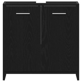 4-teiliges Badezimmermöbel Set, Schwarze Eiche, Spanplatte, Schwarzer Eichen Badezimmer Schrank 60x33x80 cm aus Spanplatte