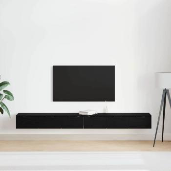 Wandregale 2 Stk Schwarz Eiche 102x30x20 cm Holzwerkstoff