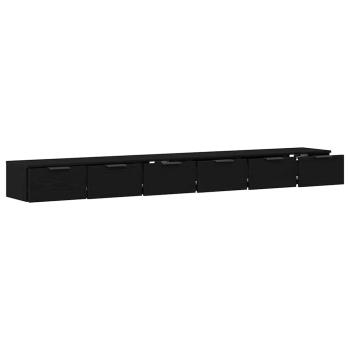 Wandregale 2 Stk Schwarz Eiche 102x30x20 cm Holzwerkstoff