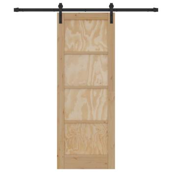 Schiebetür mit Montageset 73,5x198,5 cm Massives Kiefernholz, Innertür 'ORKDAL'73,5x198,5x4 cm Massives Kiefernholz