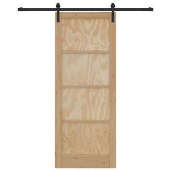Schiebetür mit Zubehörset 83x211 cm aus massivem Kiefernholz, Innentür "ORKDAL" 83x211x4 cm aus massivem Kiefernholz