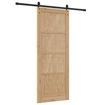 Schiebetür mit Zubehörset 83x211 cm aus massivem Kiefernholz, Innentür "ORKDAL" 83x211x4 cm aus massivem Kiefernholz