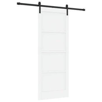 Schiebetür mit Zubehör-Set Weiß 83x211 cm Massivholz Kiefer, Innentür 'ORKDAL'Weiß 83x211x4 cm Massivholz Kiefer