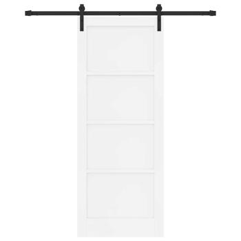 Schiebetür mit Zubehör-Set Weiß 83x211 cm Massivholz Kiefer, Innentür 'ORKDAL'Weiß 83x211x4 cm Massivholz Kiefer