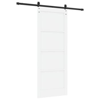 Schiebetür mit Zubehör-Set Weiß 83x211 cm Massivholz Kiefer, Innentür 'ORKDAL'Weiß 83x211x4 cm Massivholz Kiefer