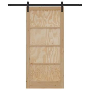 Schiebetür mit Zubehör-Set 93x202 cm Massivholz Kiefer, Innentür