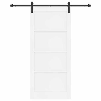 Schiebetür mit Zubehör-Set Weiß 93x211 cm Massivholz Kiefer, Innentür 'ORKDAL'Weiß 93x211x4 cm Massivholz Kiefer