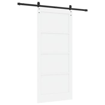 Schiebetür mit Zubehör-Set Weiß 93x211 cm Massivholz Kiefer, Innentür 'ORKDAL'Weiß 93x211x4 cm Massivholz Kiefer