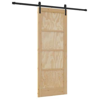 Schiebetür mit Beschläge-Set 78x202 cm Massivholz Kiefer, Innentür 'ORKDAL'78x202x4 cm Massivholz Kiefer