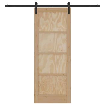Schiebetür mit Beschläge-Set 78x202 cm Massivholz Kiefer, Innentür 'ORKDAL'78x202x4 cm Massivholz Kiefer