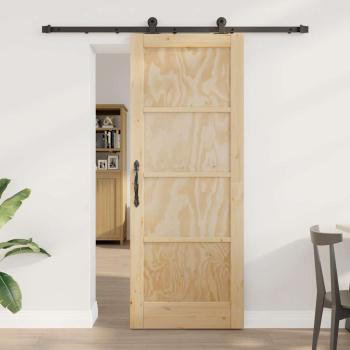 ARDEBO.de - Schiebetür mit Beschlagsatz 78x202 cm aus massivem Kiefernholz, Innentür 'ORKDAL'78x202x4 cm aus massivem Kiefernholz