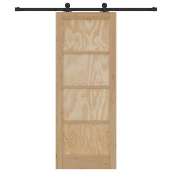 Schiebetür mit Beschlagsatz 78x202 cm aus massivem Kiefernholz, Innentür 'ORKDAL'78x202x4 cm aus massivem Kiefernholz
