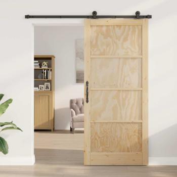 Schiebetür mit Zubehör 93x211 cm Solides Holz Kiefer, Innentür 'ORKDAL'93x211x4 cm Solides Holz Kiefer