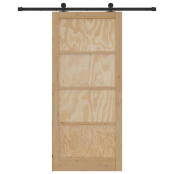 Schiebetür mit Zubehör 93x211 cm Solides Holz Kiefer, Innentür 'ORKDAL'93x211x4 cm Solides Holz Kiefer