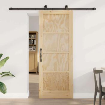 ARDEBO.de - Schiebetür mit Hardware-Set 78x202 cm Massivholz Kiefer, Innentür 'ORKDAL'78x202x4 cm Massivholz Kiefer