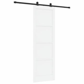 Schiebetür mit Beschlag-Set Weiß 78x232 cm Massivholz Kiefer, Innentür 'ORKDAL'Weiß 78x232x4 cm Massivholz Kiefer