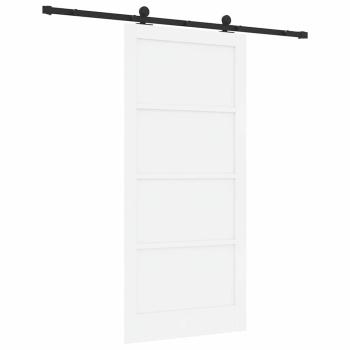 Schiebetür mit Hardware-Set Weiß 93x202 cm Massivholz Kiefer, Innentür ?ORKDAL? Weiß 93x202x4 cm Massivholz Kiefer
