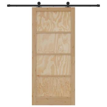 Schiebetür mit Beschlagset 93x211 cm Massivholz Kiefer, Innentür 'ORKDAL'93x211x4 cm Massivholz Kiefer