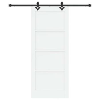 Schiebetür mit Beschläge Set Weiß 83x202 cm Massivholz Kiefer, Innentür 'ORKDAL'Weiß 83x202x4 cm Massivholz Kiefer