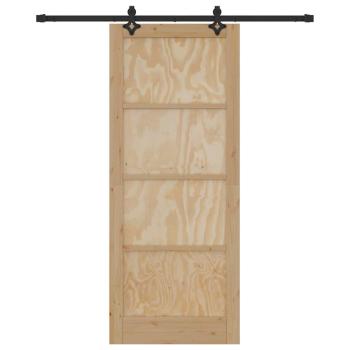 Schiebetür mit Beschlagsatz 86x211 cm Massivholz Kiefer, Innentür 'ORKDAL'86x211x4 cm Massivholz Kiefer
