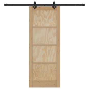 Schiebetür mit Beschlägen Set 78x202 cm Massivholz Kiefer, Innentür 'ORKDAL'78x202x4 cm Massivholz Kiefer