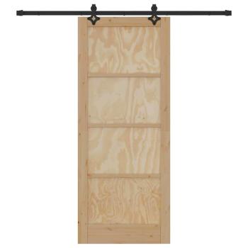 Schiebetür mit Beschlagset 86x211 cm Massivholz Kiefer, Innentür 'ORKDAL'86x211x4 cm Massivholz Kiefer