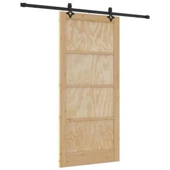 Schiebetür mit Beschlägen Set 93x202 cm Aus solidem Kiefernholz, Innentür