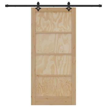 Schiebetür mit Beschlägen Set 93x202 cm Aus solidem Kiefernholz, Innentür