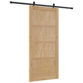 Schiebetür mit Beschlägen Set 93x202 cm Aus solidem Kiefernholz, Innentür