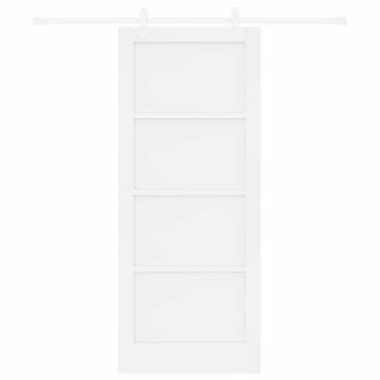 Schiebetür mit Beschläge Set Weiß 83x202 cm Massivholz Kiefer, Innertür 'ORKDAL'Weiß 83x202x4 cm Massivholz Kiefer