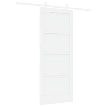 Schiebetür mit Beschläge Set Weiß 83x202 cm Massivholz Kiefer, Innertür 'ORKDAL'Weiß 83x202x4 cm Massivholz Kiefer