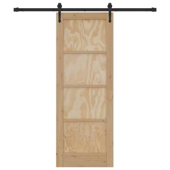Schiebetür mit Beschlag-Set 73,5x198,5 cm aus massivem Kiefernholz, Innentür 'ORKDAL'73,5x198,5x4 cm aus massivem Kiefernholz