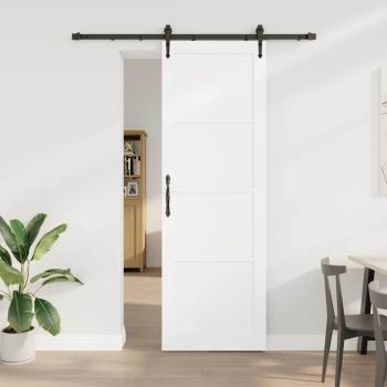 ARDEBO.de - Schiebetür mit Hardware Set Weiß 78x232 cm Aus solidem Kiefernholz, Innentür 'ORKDAL'Weiß 78x232x4 cm Aus solidem Kiefernholz