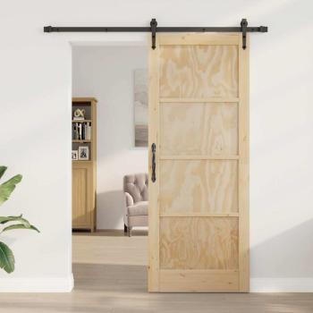 Schiebetür mit Hardware Set 83x211 cm aus massivem Kiefernholz, Innentür "ORKDAL" 83x211x4 cm aus massivem Kiefernholz