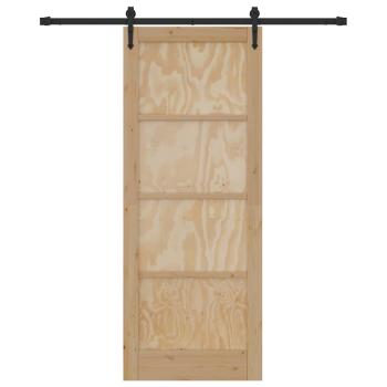 Schiebetür mit Hardware Set 83x211 cm aus massivem Kiefernholz, Innentür "ORKDAL" 83x211x4 cm aus massivem Kiefernholz